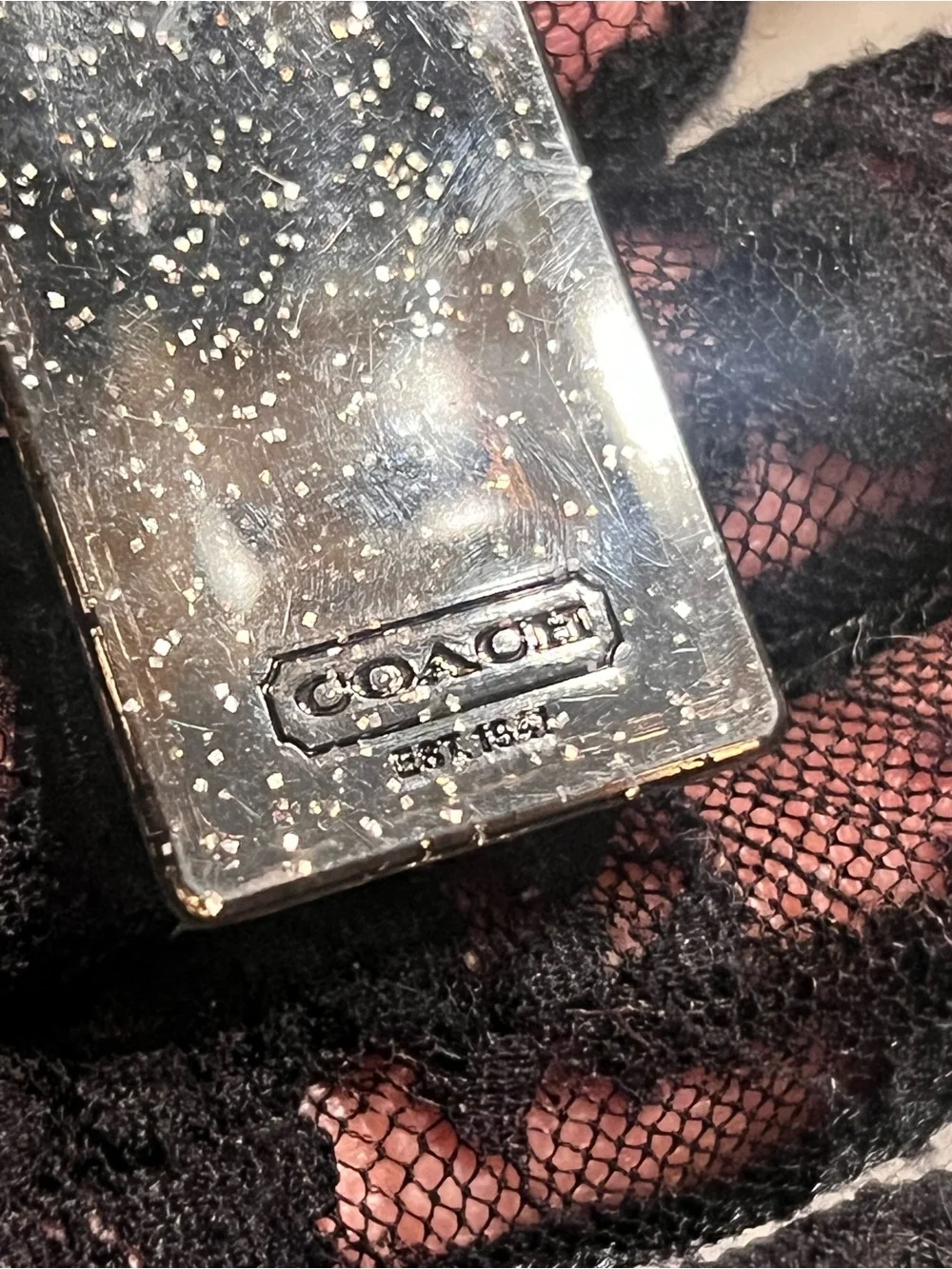 COACH  puppy glitter Logo Dog Tag Pendant